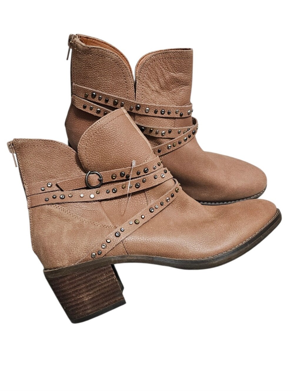 Lucky Brand Boho Studded Leather Tan Ankle Boots NEW Womens LK Callam
